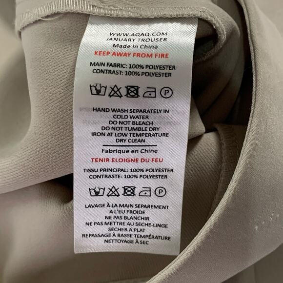 AQ/AQ 6L Long Womens Split Hem January Trouser Beige Front Split Wide Leg - Picture 9 of 9